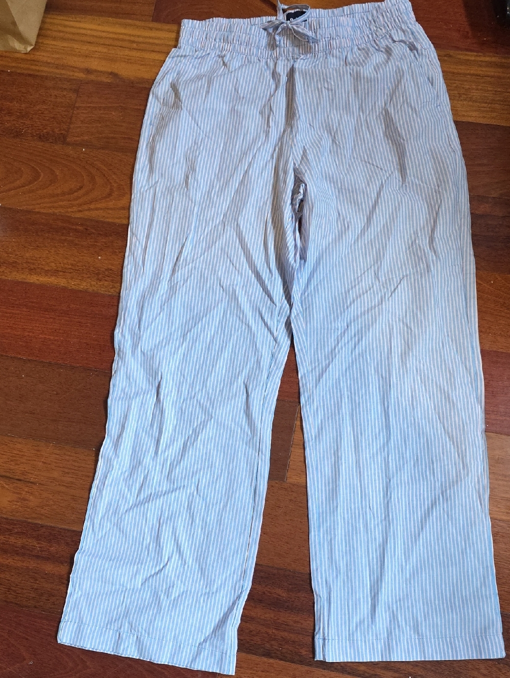 NWT GAP Light Blue & White Striped Drawstring Pants